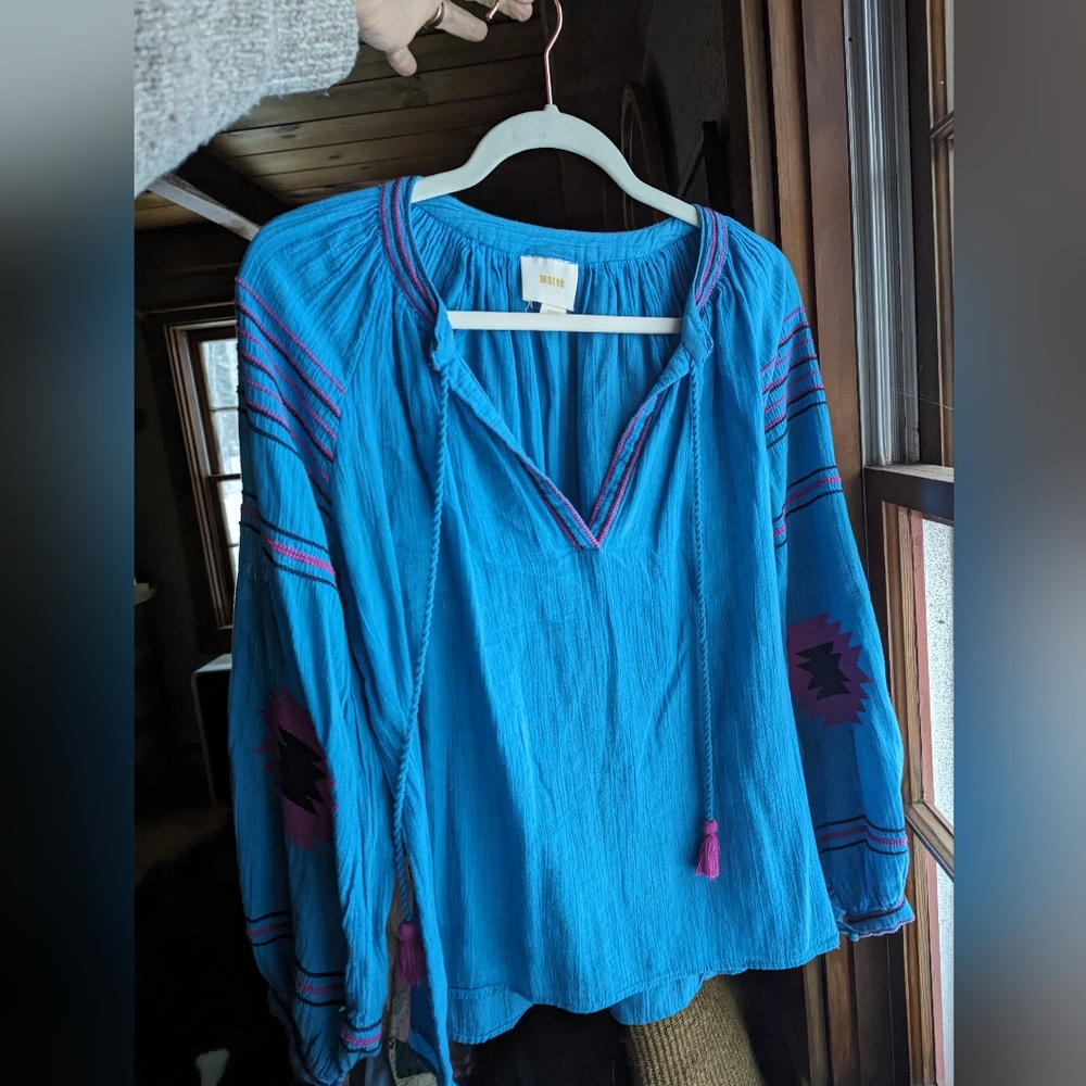Anthropologie Maeve Runway Boho Embroidered Blouse - Picture 2 of 7